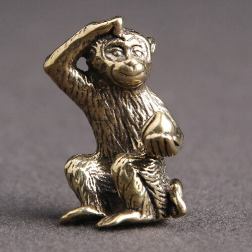 Bronze  Monkey Statue Monkey Statue Landscape Accessories, Tea Table, Desk Antique Small Bronze Ware 1