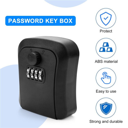 Key Lock Box, Wall-Mounted Zinc Alloy Key Box  4-Digit Combination Key Storage Lock Box 1