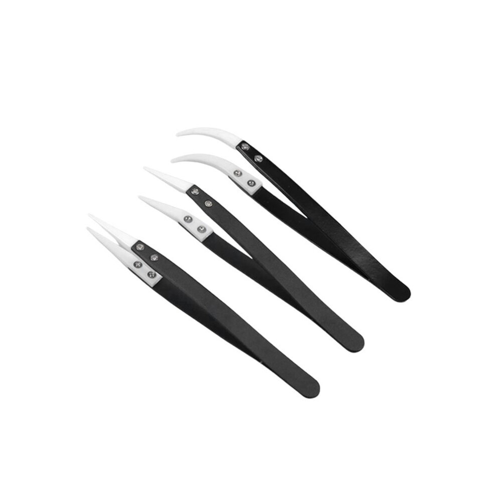 3Pcs Ceramic Tweezers with Black Handle Corrosion-Resistant Insulation Maintenance and Clamping Tools