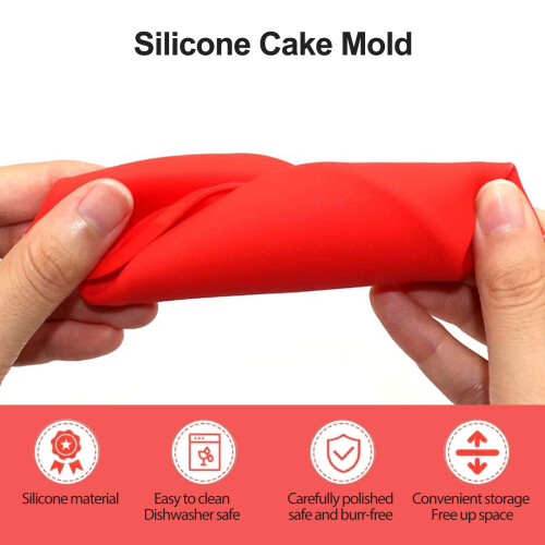 Moldes de Silicone para Bolo 4 Polegadas Assadeira Redonda Antiaderente Molde de Silicone para Assar Assadeira ReutilizáVel Vermelho, Conjunto de 1