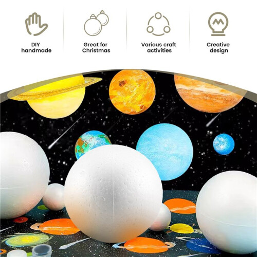 10 x Christmas Decoration Modelling  Polystyrene Foam  Sphere 10cm---White 1