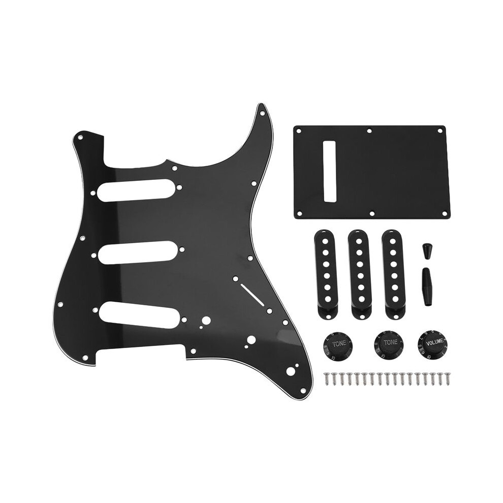 Set Of 3 Ply Black 11 Hole Sss Guitar Pickguard Strat Back Plate Pickup Covers Knobs Guitarra Tips Guitar Parts & Accessories-52 X 52 X 52Mm 6033286429108