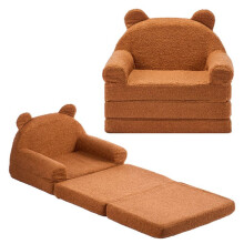 Poltrona per Bambini 2-in-1 Convertibile-Duoku-Divano-letto Pieghevole e Confortevole-con Braccioli-Foam 28D-Marrone, M