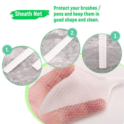 20 PCS Cosmetic Make  Brushes Guards Mesh Protectors Cover Sheath Net White 1