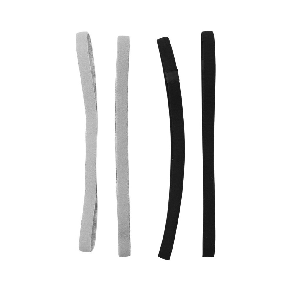 4 Pcs Thick Non-Slip Elastic Sport Headbands Hair Headbands,Exercise Hair and Sweatbands for Women and Men(Black, Grey)