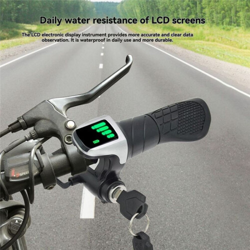 Twist Grip Throttle with LCD Display (Power Indicator) & Key Lock for E-Bikes/Scooters/Motorcycles 48V 2