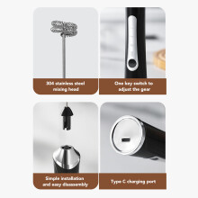 Rechargeable Milk Frother Wand with Stand