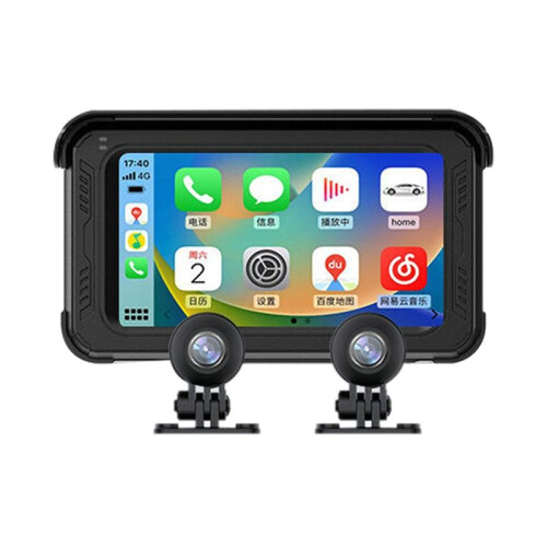 Motocicleta À Prova D'Água Sem Fio Carplay Touch Screen Android Auto GPS Navigator Gravador de Motocicleta, 5 Polegadas, com 2 Câmeras