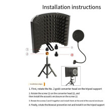 Microphone Isolation Screen Mic Sound Absorbing Screens Adjustable for Broadcasting Podcasts Recording Singing Studio