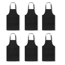 Paquete de 6 Delantales para Adultos con 2 Bolsillos Delantal Artístico Ajustable para Cocinar, Hornear, Pintar, Hacer Manualidades, Asar una la