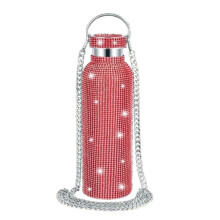 Diamond RVS Waterfles Draagbare Glitter Strass Waterfles Crossbody Bling Thermische Kolf 600ml A