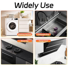 Stainless Steel Stove Cover, Stove Guard, Kitchen Stove Filler, Stove Trim Kit,Adjustable Length 13.8 Inch to 27.6 Inch