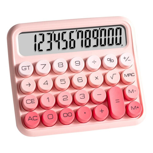 Desktop 12 Digit Cute Calculator, Mechanical  Design, Large LCD Display  Button Calculator,Gradient