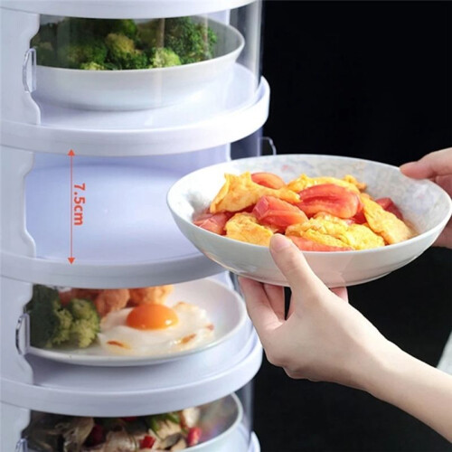 Food Heat Shield, Transparent Stackable Dustproof, Leftovers Food Storage Container Kitchen Organization