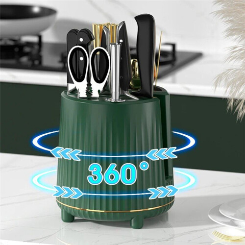 Rotating Knife Rack, Cutlery Rack, Spoon, Chopsticks, Fork Storage Rack Storage Box, Multifunctional Kitchen Storage A