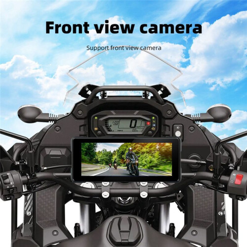 7 Inch Motorcycle Wireless Carplay & Android Auto Front Rear Camera Dual  DVR GPS Navigation Display Screen B 2