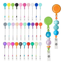30Pcs Beadable DIY Badge Holder Set Heavy Duty Retractable Keychain Badge Reel Clips ID Name Badge Clip for Office Worke