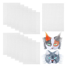12 Pcs Eye Mesh DIY Mask Material Kit Plastic Eye Mesh Sheets for DIY Handicraft Make Dividers Mask Accessory Kit White