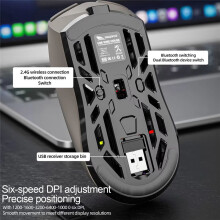 SMAILWOLF RS8 -Maus, 10000 Dpi, Drei-Modus-Verbindung, Makro-Gaming-Maus für PC, Notebook, Laptop, Computer, Lila