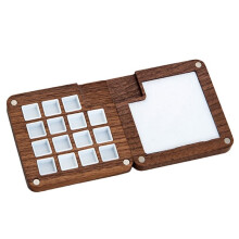 15 Grid Portable Sketchbook Palette, Walnut Wood Color Palette Box Travel Watercolor Case for Drawing Black Walnut