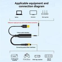 Convertidor de Audio de 3,5 mm A SPDIF, Adaptador de Audio Analógico A Digital, Cable Auxiliar de 3,5 mm A Óptico para TV, Consolas de Juegos,