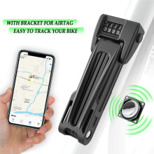 Antivol Pliable pour Vélo avec Support Air Tag, Antivol à Combinaison Haute Sécurité pour Vélos Électriques et Scooters