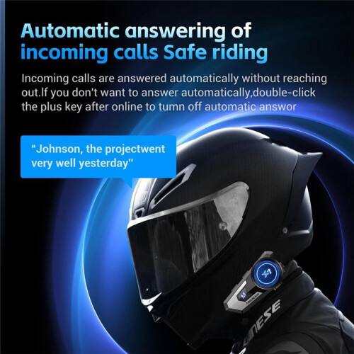 Motorcycle Helmet  Headset with Soft/Hard Mic, IP67 Automatic Answer/Music Control/Intelligent Noise/Wake 2