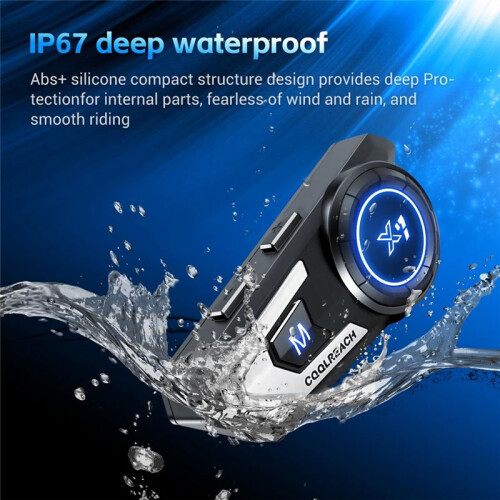 Motorcycle Helmet  Headset with Soft/Hard Mic, IP67 Automatic Answer/Music Control/Intelligent Noise/Wake 1