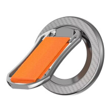 Suporte Magnético para Celular com Rotação de 360 Graus e Anel de Dedo Magnético Duplo para 14, 15 e 16 para Laranja