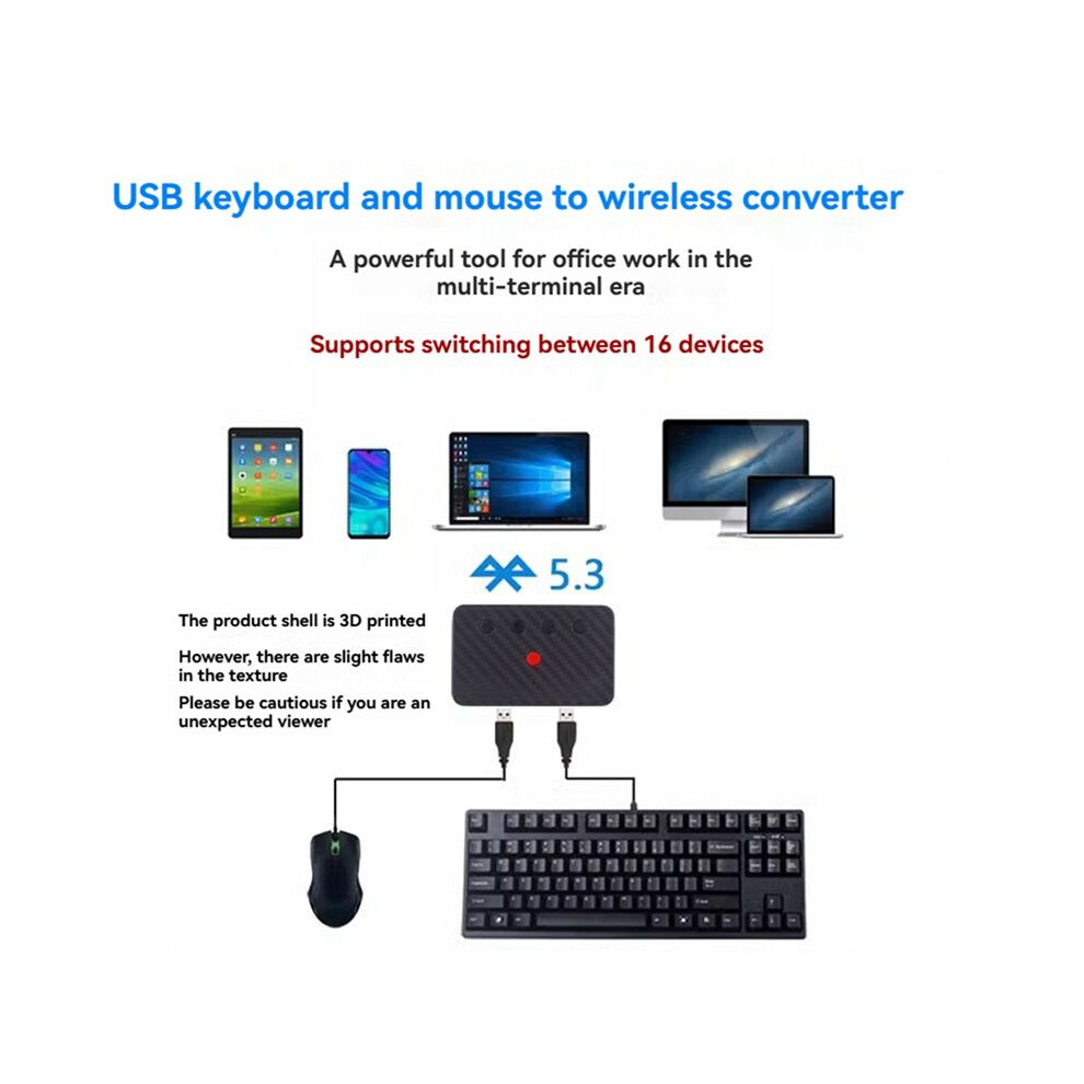 Usb Keyboard And Mouse 5.3 Adapter Usb Wired Keyboard Mouse To Wireless Converter 6031250390393