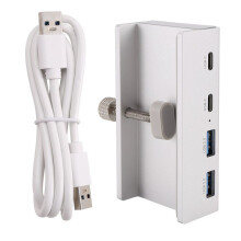 Hub USB 3.0 In Alluminio con Clip Hub Type-C Splitter da Tavolo con Velocità di Trasferimento USB-C 5 GBP per Laptop