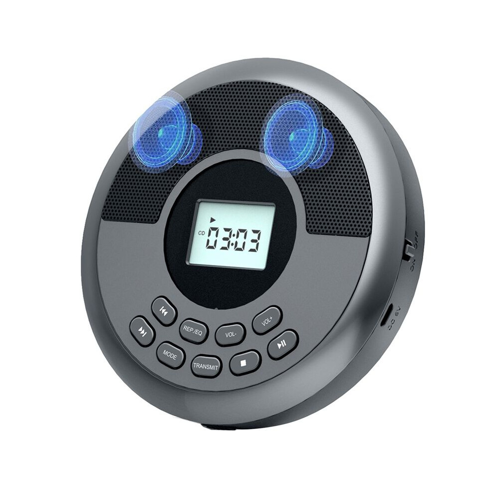 Portable Cd Player Rechargeable Discman With Dual Speakers And Headphones Walkman Cd Player Mp3 Player Gray 4711779459246