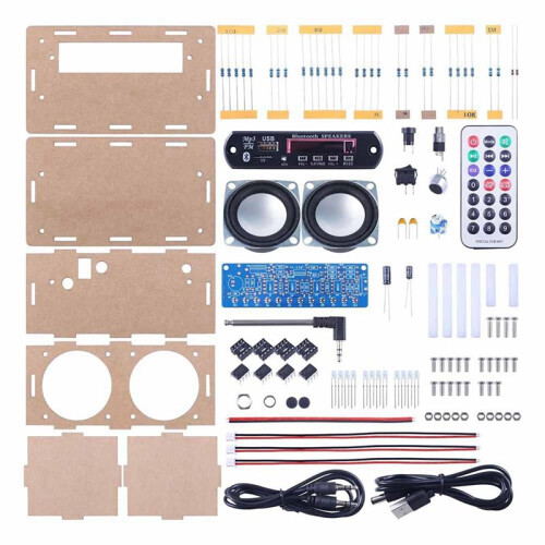 DIY  Speaker Kit,Recording Function FM Radio Soldering Practice Kit with LED Spectrum and Remote Control 2