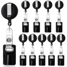 10 Portalápices Retráctiles de Cuero con Cordón, Portatarjetas Portátil para Carpintero, Enfermeras y Profesores.