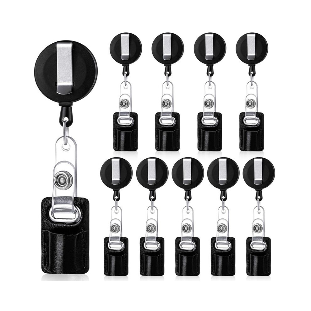 10Pc Retractable Pull Pen Pencil Holder Lanyard Leather Portable Pen Badge Reel Clip For Carpenter Pencil Nurses Teacher 4711721909034