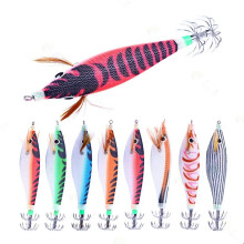 8 PZ 9.6G 10Cm Luminou Squid Jig Fishing Wood Shrimp Lure Calamari Seppie Maschere Esche Esche da Pesca