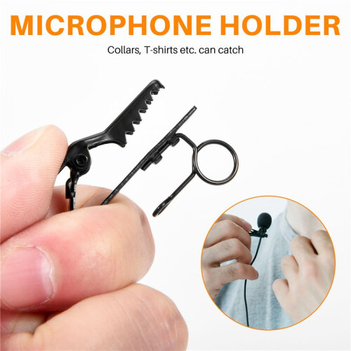 5 Pcs Ring  7.5 mm Microphone Clip Holder Tie Clip Collar Clip Practical (Black) 1