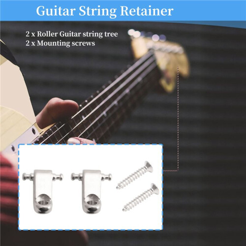 A Set 2 Pcs Electric Guitar Roller String Tree String Retainer - Silver 2