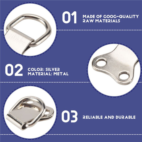 25 pcs D-Ring Picture Frame Hanging Hooks Double Hole Hangers With Screws Silver 2