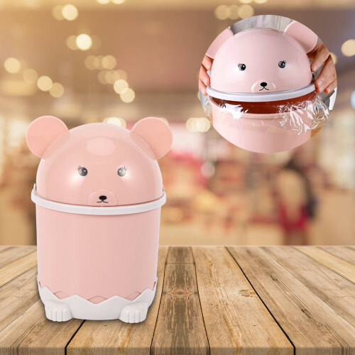 Cute Desktop Trash Desktop With Lid Small Paper Basket  Flip Plastic Trash Can 1