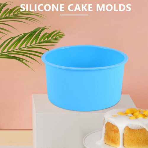 Moldes de Silicone para Bolo 4 Polegadas Assadeira Redonda Antiaderente Molde de Silicone para Assar Assadeira ReutilizáVel Azul, Conjunto de 6 2