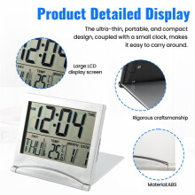 Sveglia da Viaggio Digitale da 2 Pezzi Orologio LCD Pieghevole con Orologio da Tavolo con Display Portatile nel Modalità Snooze Della Temperatura del