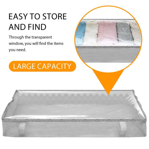 Foldable Under Bed Bags Large Under Bed Storage Boxes Thick Breathable Underbed Clothes Storage Bags Zippered Organizer 2