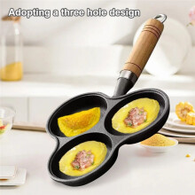 3 Hole Cast Iron Omelet Pan Non-Stick Cooking Egg Ham Pan Breakfast Grill Cooking Pot Egg Frying Pan Pancake Pan