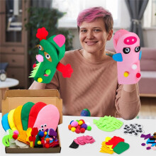 Kit para Fazer Fantoches de Mão Fazendo Brinquedos Artesanais de Feltro para Crianças Faça Seu Próprio Fantoche de Meia