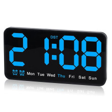 Large Digital Wall Clock,9.5 Inch,Led Alarm Clock with Digits,DST,for Living Room Bedrooms Classroom Decor