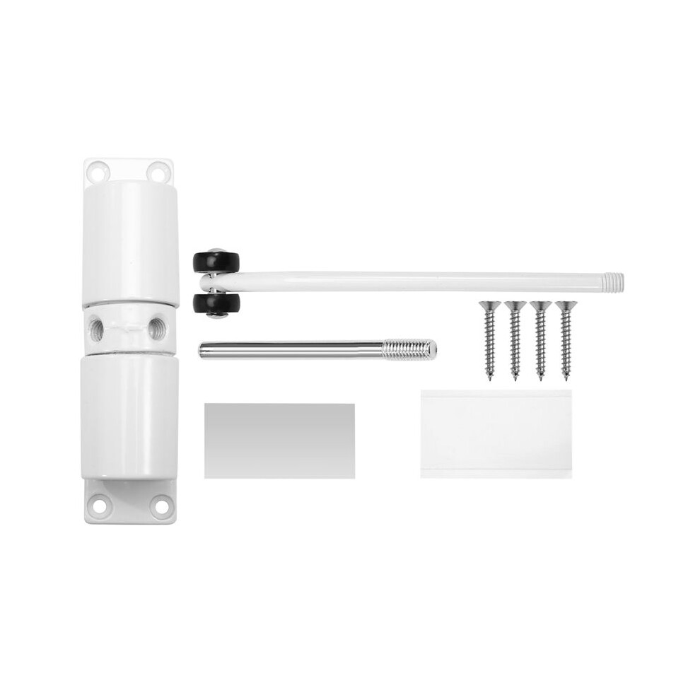 Automatic Door Closer Metal Adjustable Heavy Duty Safety Spring Silenciar Convert Hinged Door Interior Exterior White 4711307512122
