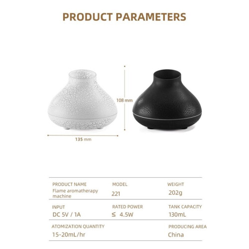 Flame Diffuser 130ml Bonfire Diffuser Colorful Flame Humidifier Small Essential Oil Diffuser for Room Office B 2