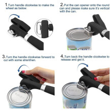 Manual Cutting Can Opener, Handheld Smooth Can Opener, Food Grade Cutting Can Opener, Kitchen & Restaurant Black