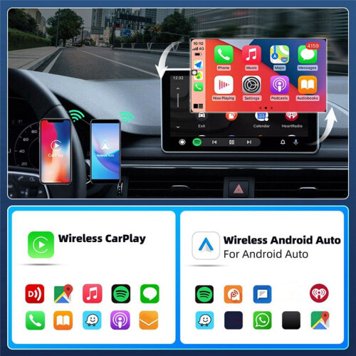 Adattatore Wireless CarPlay 2in1 Box Dongle Wireless Android Auto per Autoradio con CarPlay Cablato/Android Auto Cablato 2